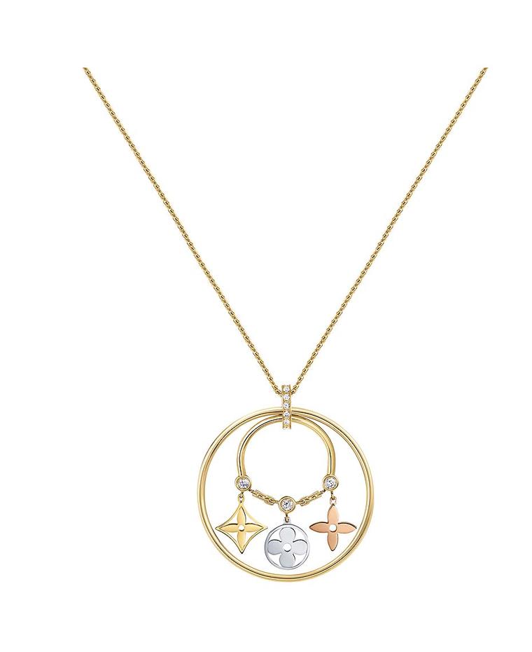 Louis Vuitton pendant necklace from the new Monogram Idylle collection in yellow, rose and white gold with diamonds (£2,960).